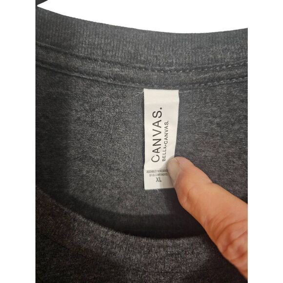 JUST MARRIED SET of TEE'S Mens XL and Women's Vneck Tee XL Grey White Canvas Bel - Picture 5 of 9